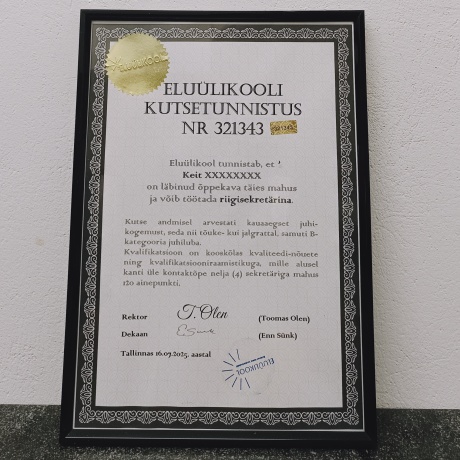 RIIGISEKRETÄRI KUTSETUNNISTUS